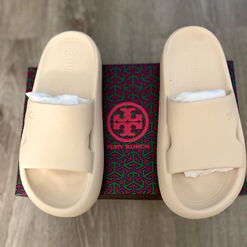 Tory Burch Eva Shower Slide - French Pearl - Picture 3 of 10